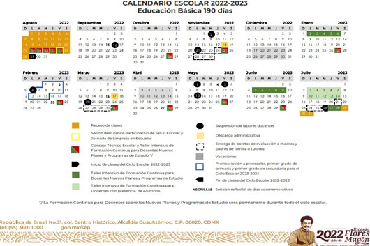 Publica SEP calendario escolar 2022-2023 de Educación Básica y Normal 