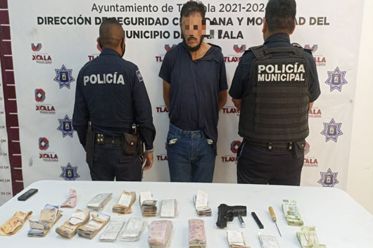 Policía de Tlaxcala aprehende a presunto ladrón de cuentahabientes y recupera más de 100 mil pesos
