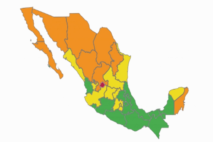 El estado de Tlaxcala permanecerá en color verde 