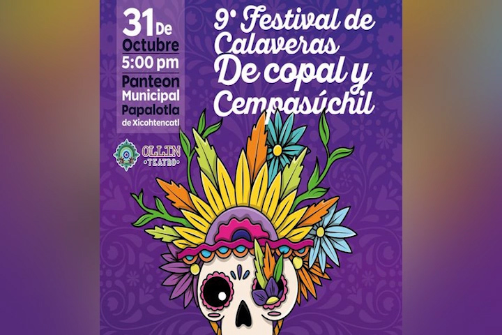Regresa la novena edición del Festival de Calaveras de Copal y Cempasúchitl en Papalotla 