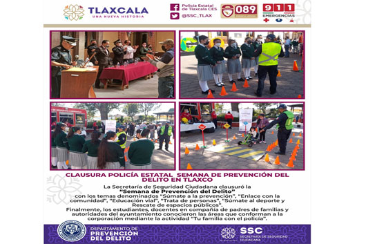 Clausura Policía Estatal Semana de Prevención del Delito en Tlaxco