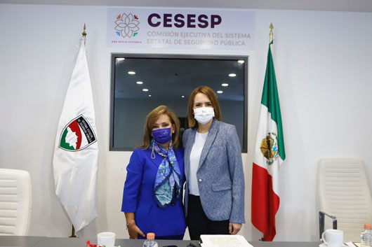 Fortalecerán Gobernadora Lorena Cuéllar y Clara Luz Flores trabajo conjunto en materia de seguridad