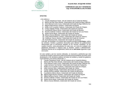 Declara INE improcedentes medidas cautelares a gobernadora de Tlaxcala