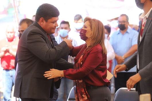 Colocó gobernadora Lorena Cuéllar primera piedra para la construcción de escuela primaria en Aquiahuac