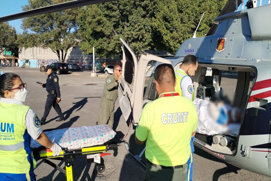 Helicóptero de Tlaxcala trasladó a paciente con quemaduras de Guerrero a CDMX