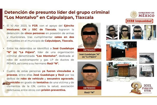 Detienen en Calpulalpan a líderes de grupo delictivo “Los Montalvo”