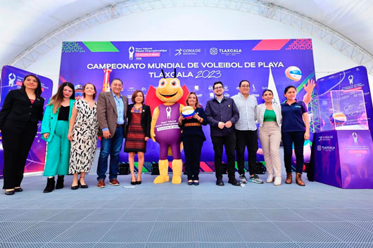 Presenta gobierno del estado balón y mascota oficial del mundial de voleibol de playa Tlaxcala 2023