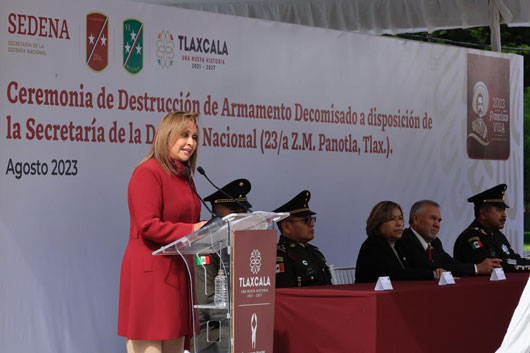 Encabezó Lorena Cuéllar ceremonia de destrucción de armamento en la SEDENA