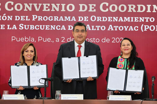 Firman gobiernos de Tlaxcala, Puebla y SEMARNAT convenio de coordinación para creación del POERSAA