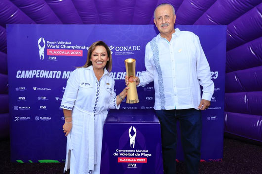 Arribó trofeo del mundial de voleibol de playa Tlaxcala 2023 a Tabasco