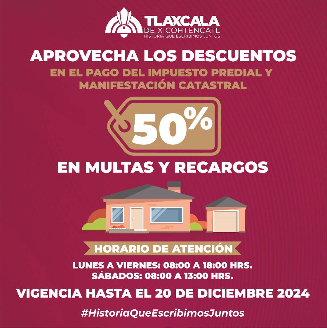 El Ayuntamiento de Tlaxcala de Xicohténcatl lanza campaña de descuentos en el pago de impuesto predial en apoyo a la economía local