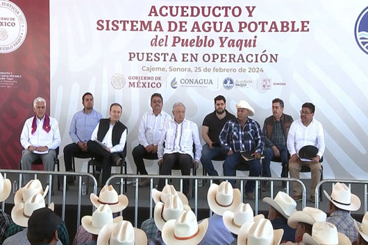 AMLO inaugura el acueducto del pueblo Yaqui