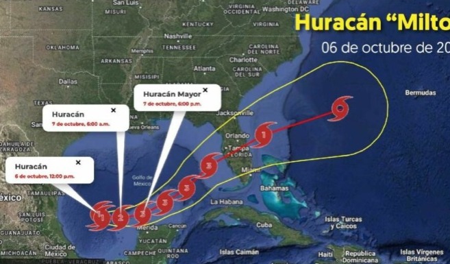 Emiten alerta verde en Yucatán por huracán “Milton”