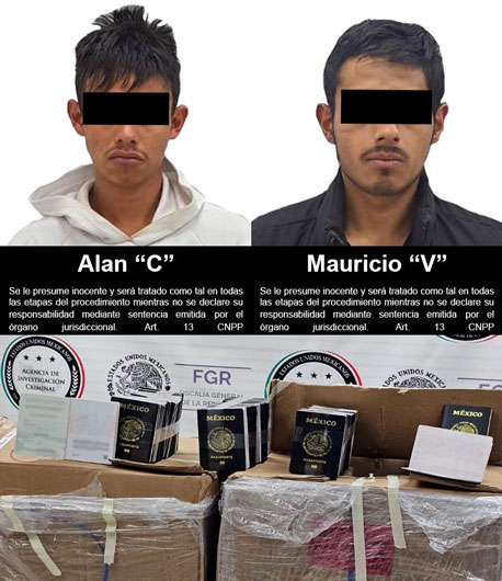 FGR detiene a dos personas con pasaportes robados a la secretaría de relaciones exteriores en Tlaxcala