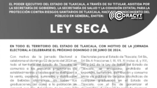 Iniciará “Ley Seca” en Tlaxcala el 1 de junio