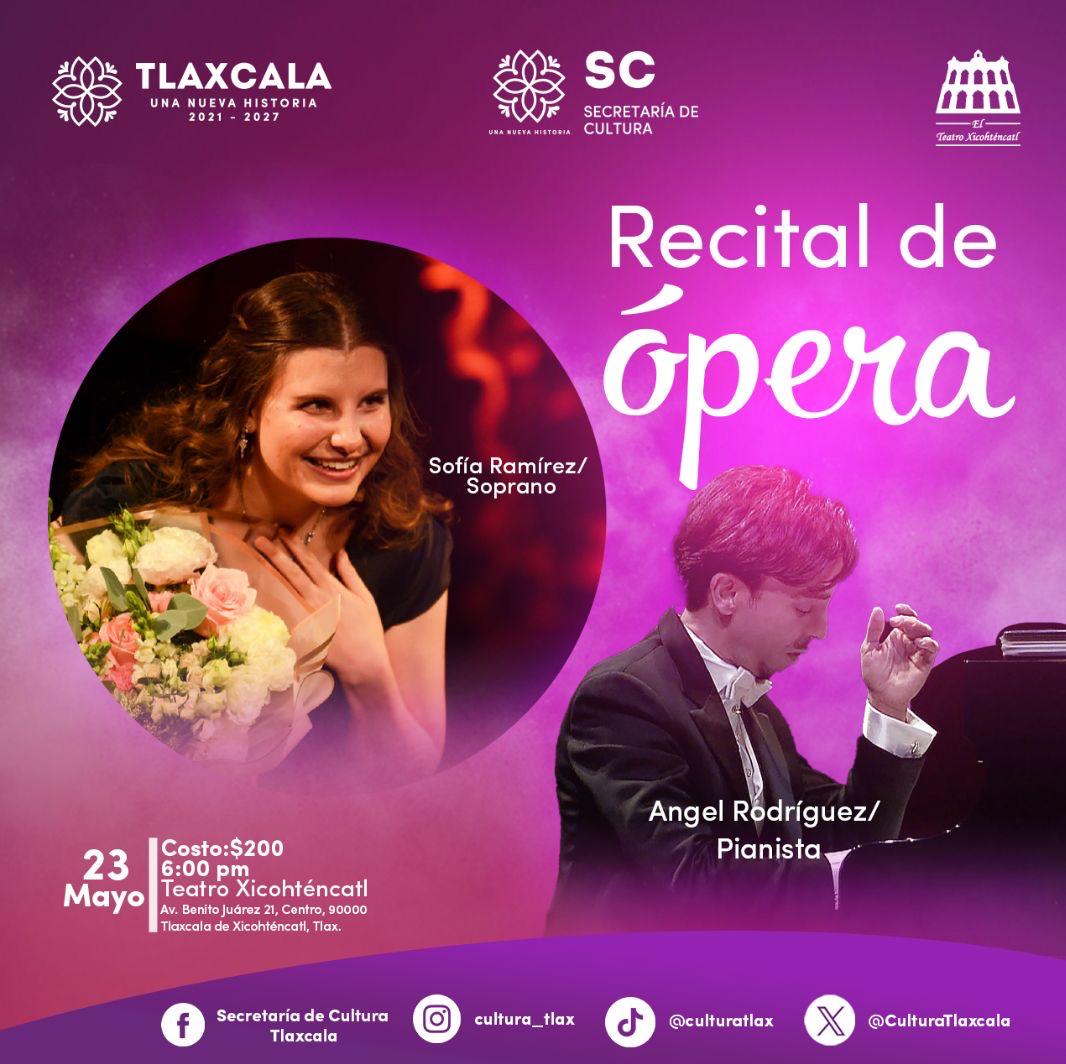 Secretaría de Cultura invita a recital de ópera en el Teatro Xicohténcatl