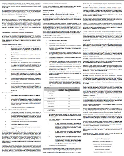 Lanza Ayuntamiento de Tlaxcala de Xicohténcatl convocatoria para la renovación de las delegaciones municipales