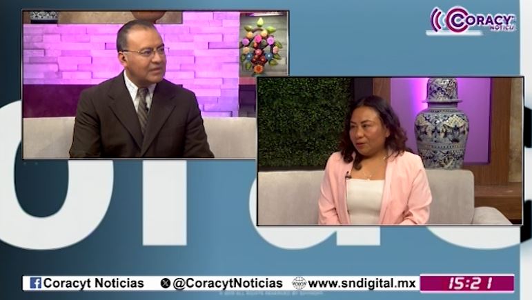 En el estudio, la coordinadora del Centro Cultural de Chiautempan, Maribel Palacios Ramírez