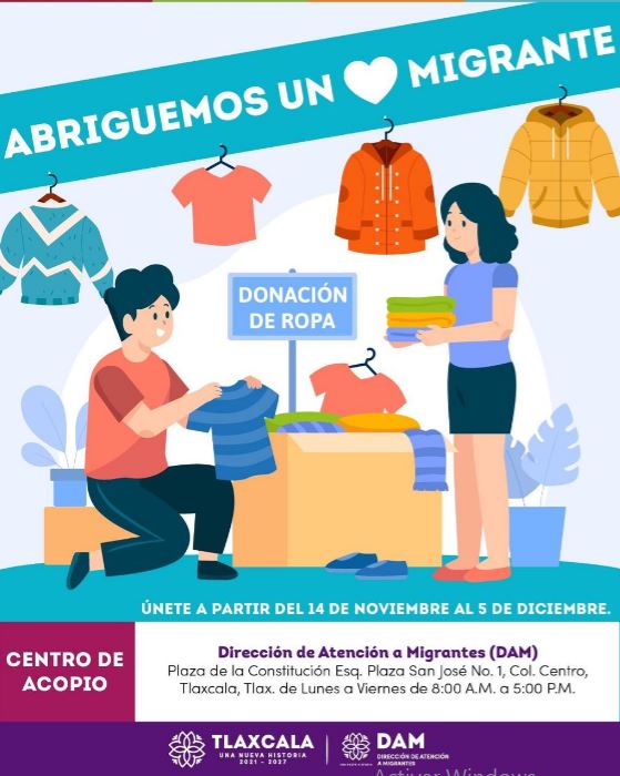Gobierno del Estado invita a donar ropa invernal para la campaña “Abriguemos a un migrante”