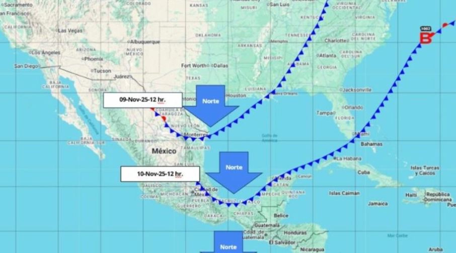 Frente frío y evento de norte fuerte afectarán al Golfo de México