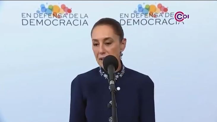 Portó presidenta Claudia Sheinbaum vestido con arte tlaxcalteca en Cumbre en España
