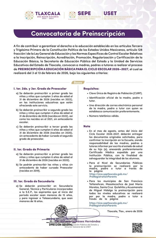 Inicia SEPE–USET proceso de preinscripciones en educación básica