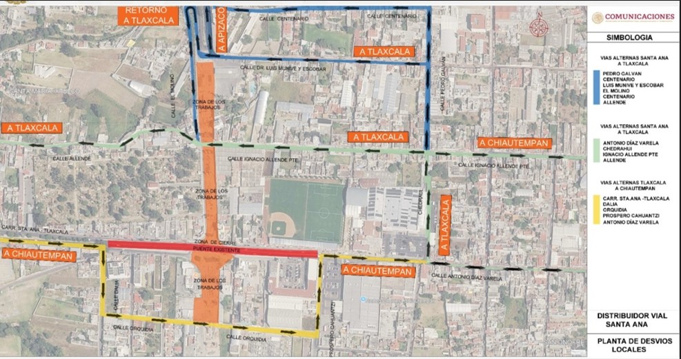 Anuncia SICT cierres temporales en el distribuidor vial Santa Ana, por colocación de trabes