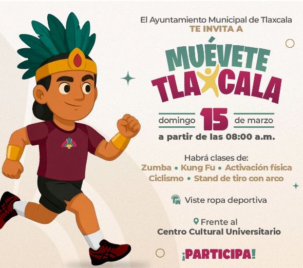 Invita Ayuntamiento de Tlaxcala a disfrutar del circuito familiar “Muévete Tlaxcala” este domingo