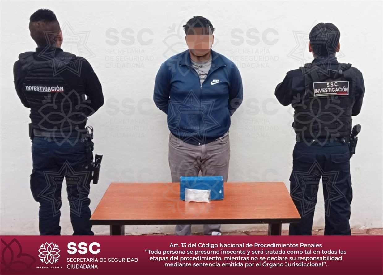 Detiene la Secretaría de Seguridad Ciudadana a sujeto por narcomenudeo en Chiautempan