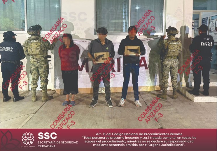Detienen Secretaría de Seguridad Ciudadana y Marina a tres sujetos por robo en Tetla 