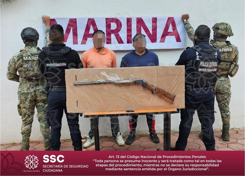   Detienen SSC y Marina a dos sujetos por portación ilegal de arma de fuego