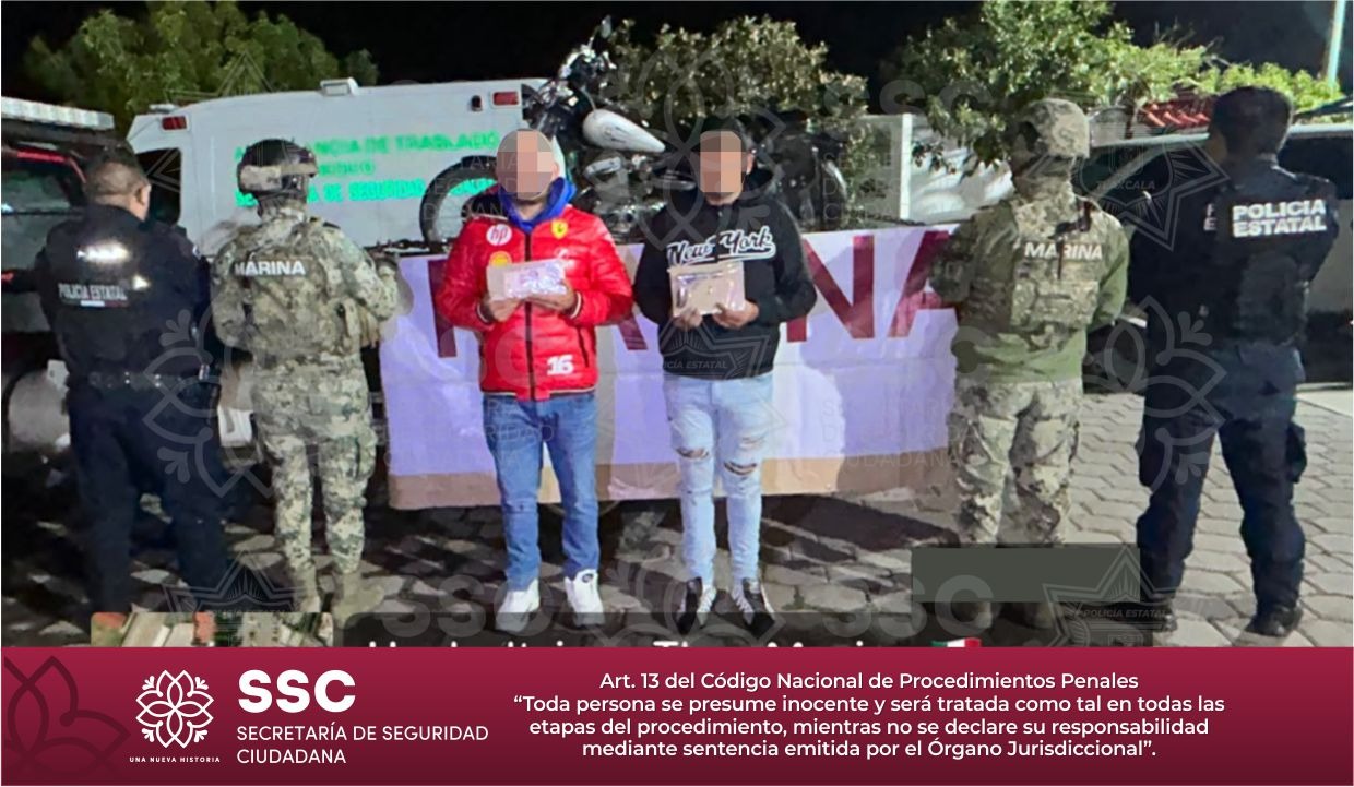 Detienen SSC y Marina a dos sujetos por portación de objeto apto para agredir